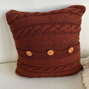 Chocolate Brown Cable-knit Pillow 16”x16”